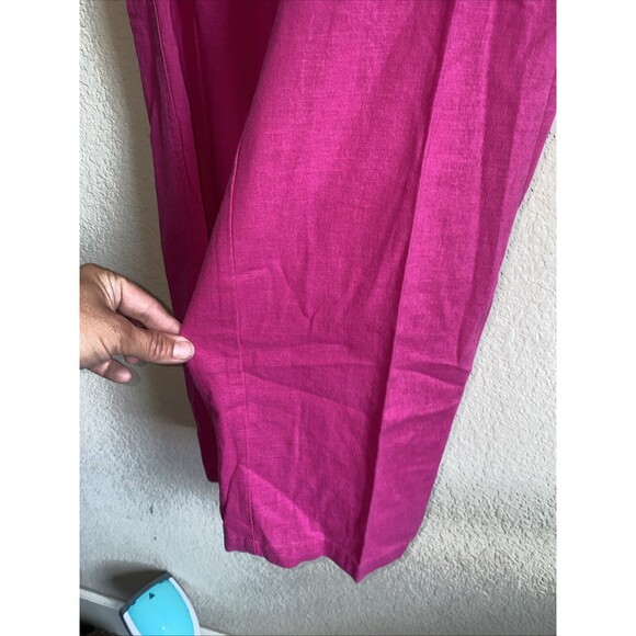 George Linen Pink Wide Leg Trouser Tie Pants 12 Lagen Cottage Barbie Romantic - Picture 5 of 10